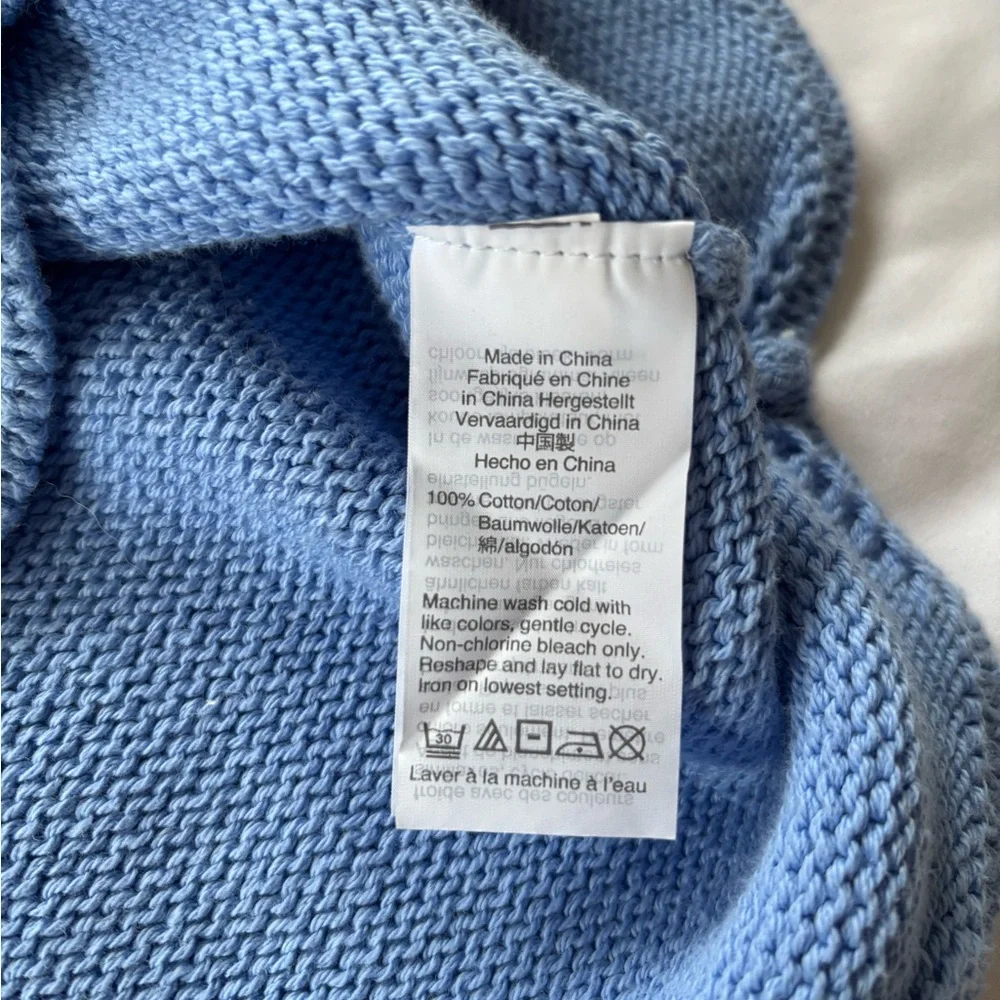 100% Cotton J. Crew Sky Blue Knit Scalloped Hem Sweater
